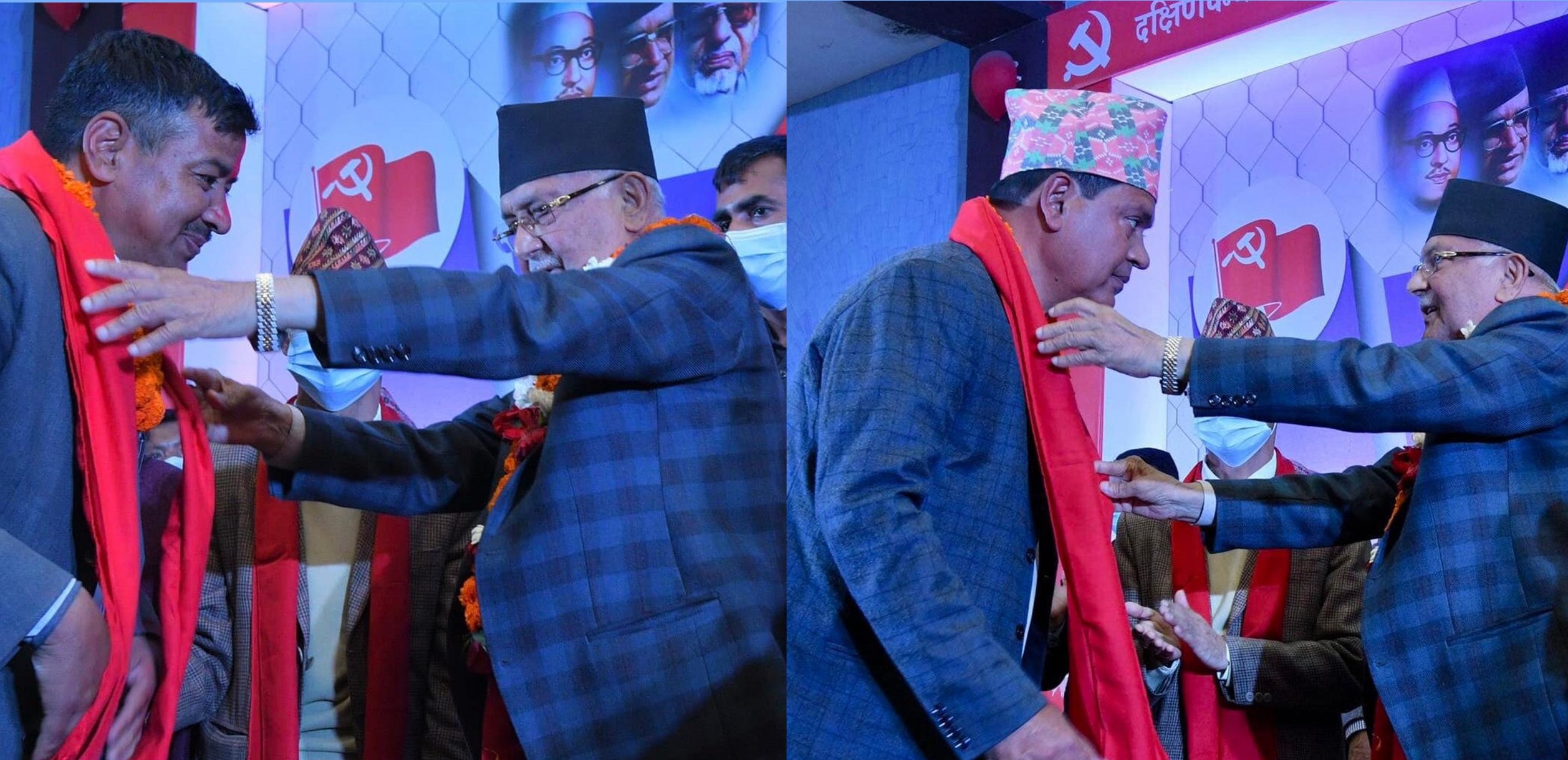 पोखरामा वास वसेका ओलिले संविधान सदस्यसहित ४ सयलाई गराए पार्टी प्रवेश
