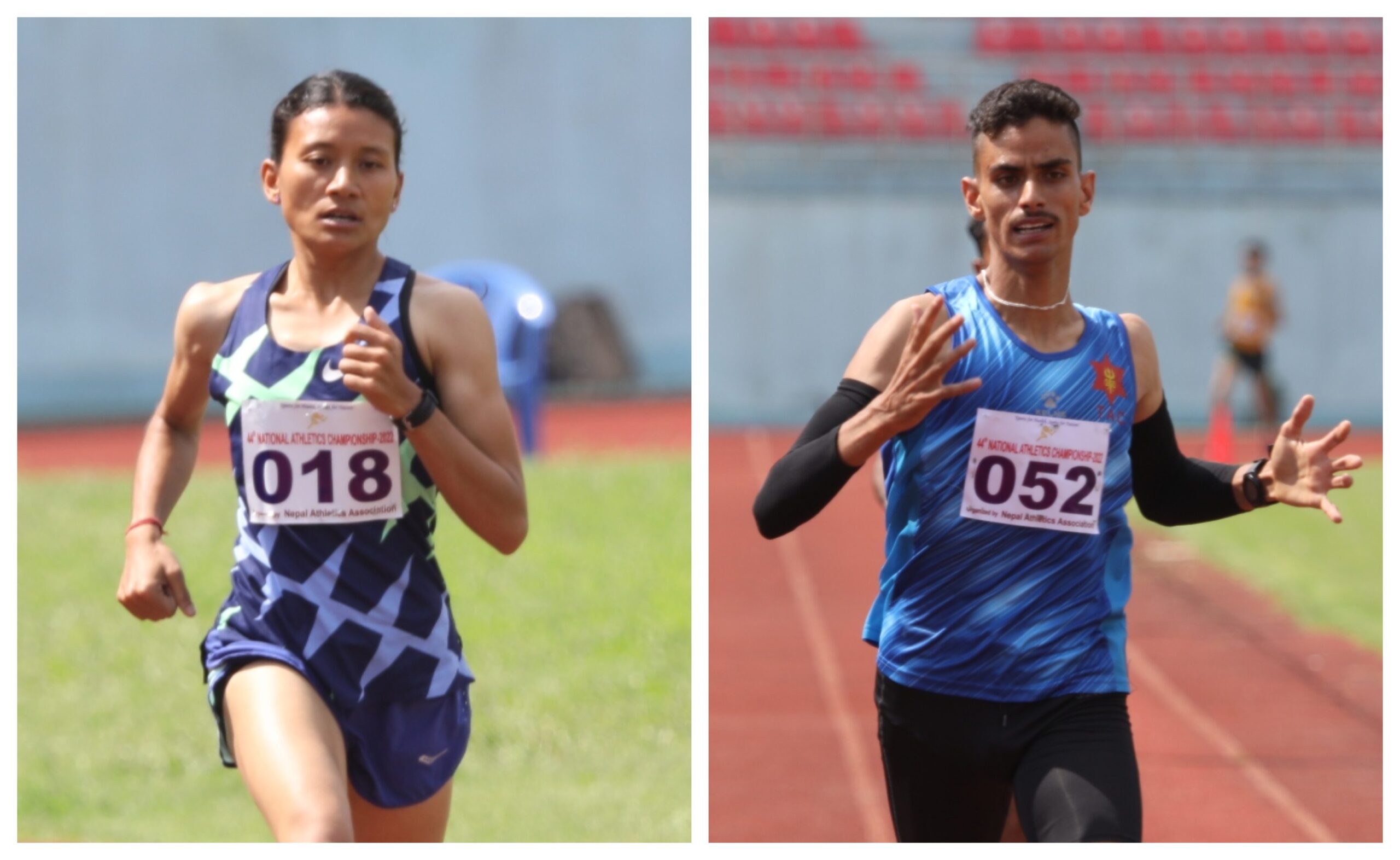 राष्ट्रिय एथलेटिक्सको १५ सय मिटर दौडमा सन्तोषी र मुकेशलाई स्वर्ण