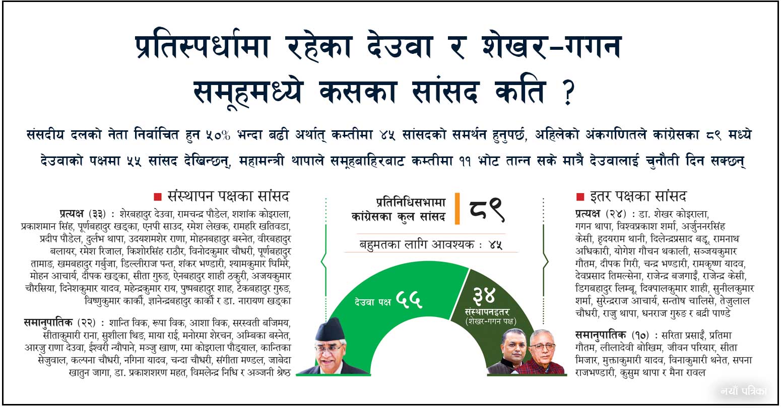 यस्तो छ कांग्रेस संसदीय दलको अंकगणित