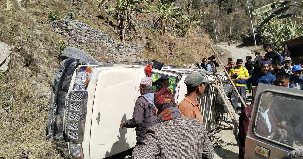 म्याग्दीमा जीप दुर्घटना हुँदा एकको मृत्यु, सात जना घाइते