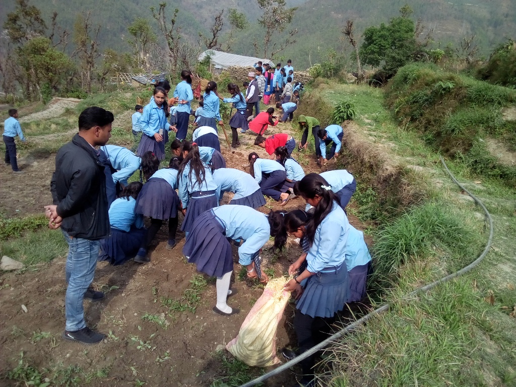 विद्यालयमा पढाइसँगै सीप सिक्दै विद्यार्थी